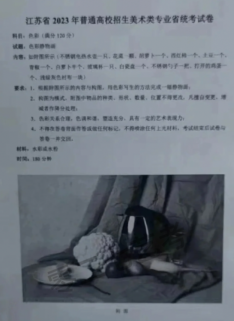 2023江苏美术统考色彩考题